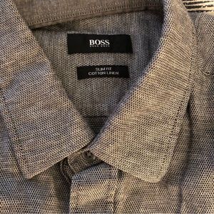 Hugo- Boss - slim fit, linen - Men’s shirt, Size Medium